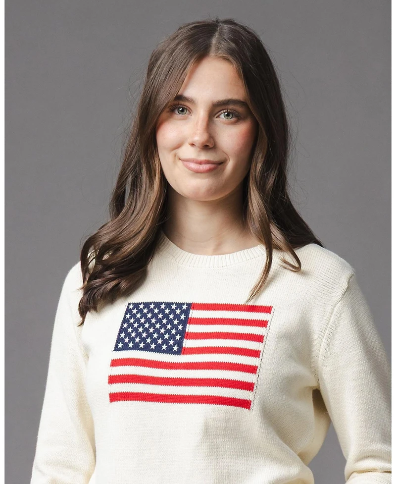 Hope & Henry Women's and Organic Crew Neck Flag Sweater