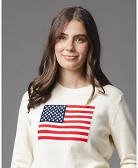 Hope & Henry Women's and Organic Crew Neck Flag Sweater
