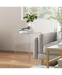 Homcom Clear Acrylic Side Table Waterfall End Table with Rounded Edges