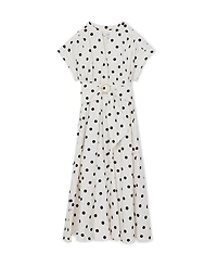 Reiss Women's Sawyer Cotton Polka-Dot Belted Midi Dress with Stretch