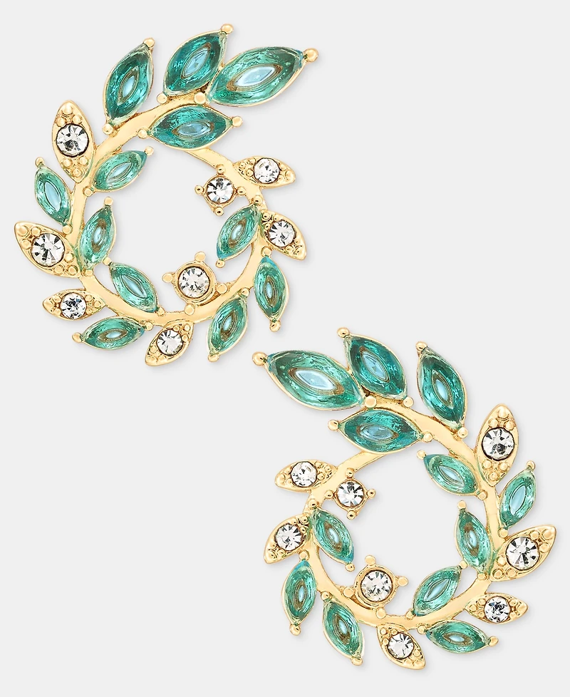 lonna & lilly Pave & Stone Open Leaf Wreath Drop Earrings