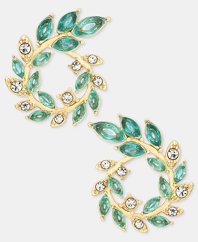 lonna & lilly Pave & Stone Open Leaf Wreath Drop Earrings