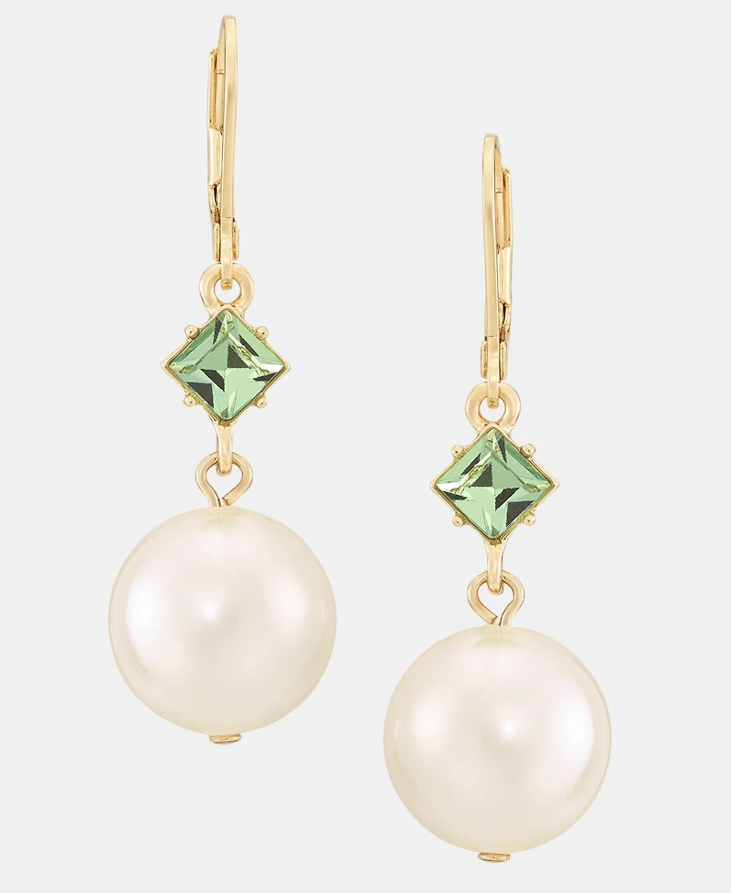 Karl Lagerfeld Paris Crystal & Imitation Pearl Double Drop Earrings