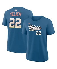 Nike Women's Christian Yelich Blue Milwaukee Brewers 2026 City Connect Name Number T-Shirt