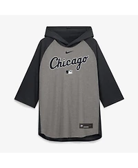 Nike Men's Gray Chicago White Sox Authentic Collection Flux Dri-fit Raglan 3/4-Sleeve Hooded T-Shirt