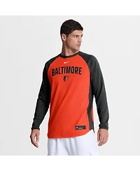 Nike Men's Orange Baltimore Orioles Authentic Collection Raglan Dri-fit Sweatshirt