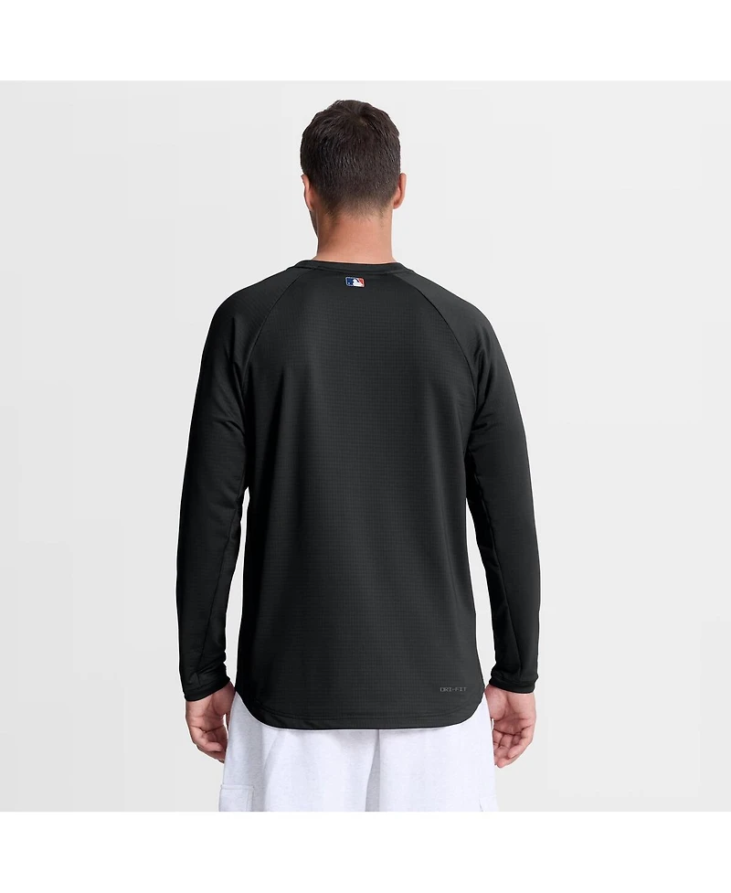Nike Men's Black New York Mets Authentic Collection Raglan Dri-fit Sweatshirt