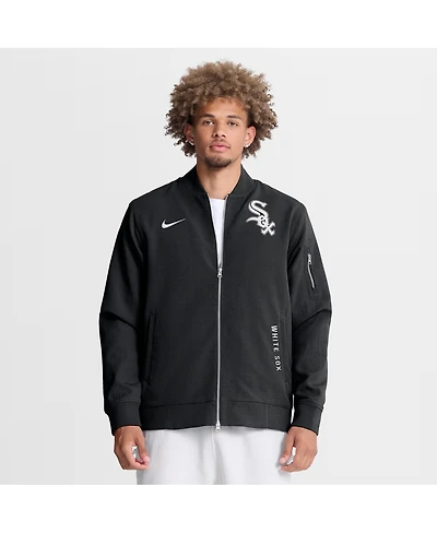 Nike Men's Black Chicago White Sox Authentic Collection Dugout Relaxed Full-Zip Bomber Jacket