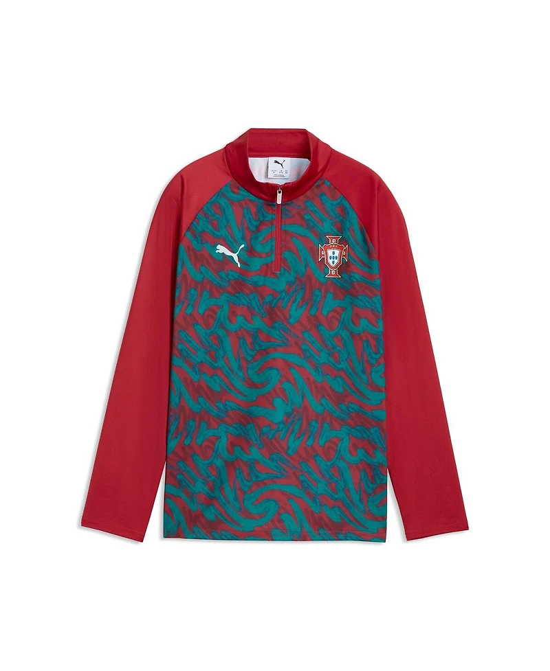Puma Big Boys and Girls Red Portugal National Team Pre-Match Quarter-Zip Pullover Sweatshirt