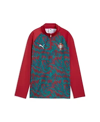 Puma Big Boys and Girls Red Portugal National Team Pre-Match Quarter-Zip Pullover Sweatshirt