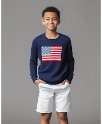 Hope & Henry Toddler Boys and Organic Crew Neck Flag Sweater