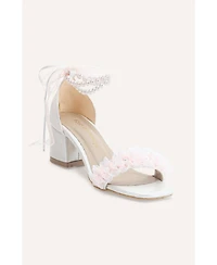 Forever & Always Shoes Women's Moana Lace Bridal Low Heel Sandals