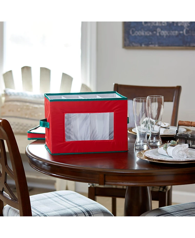 Household Essentials Champagne Flute Storage Box, Windowed Front Panel