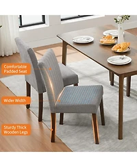 gaomon Set of 6 Modern Linen Fabric Upholstered Dining Chairs, Kitchen Side Chairs with Solid Wood Legs