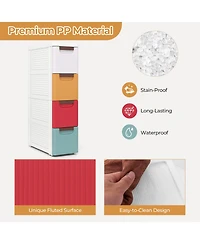 Sugift 4-Drawer Slim Rolling Storage Cart with Built-In Wheels