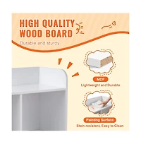 Sugift 5-Cubby Wood Toy Storage Organizer with Bookshelf, 35 x 16 x 30 in