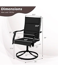 Gouun Padded Swivel Patio Dining Chairs Set of 2 with 360-Degree Rotation and Rocking