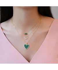The Lovery Large Malachite Cz Halo Heart Necklace 14K Gold-Plated Sterling Silver