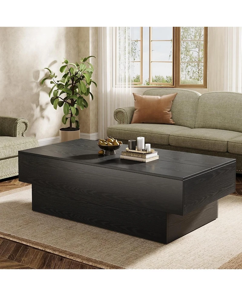 Tribesigns Farmhouse Wood Coffee Table, Rustic Large Rectangle Tea Table