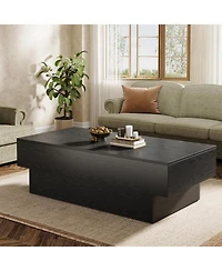 Tribesigns Farmhouse Wood Coffee Table, Rustic Large Rectangle Tea Table