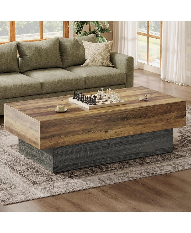 Tribesigns Farmhouse Wood Coffee Table, Rustic Large Rectangle Tea Table