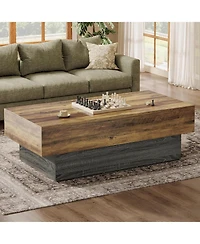 Tribesigns Farmhouse Wood Coffee Table, Rustic Large Rectangle Tea Table