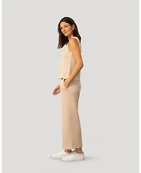 Cable & Gauge Women's Scallop Trim Top and Capri Pant Set