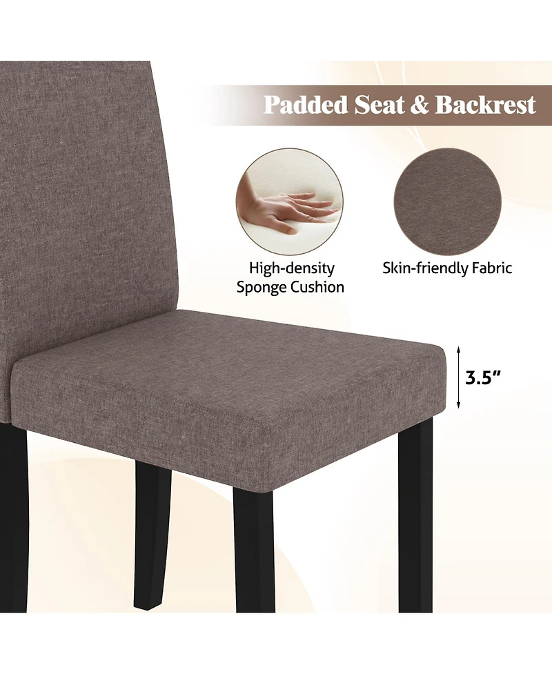 Gymax Dining Chair Set of Fabric Upholstered Rubber Wood Legs Side Armless