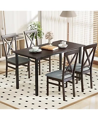 Gymax Modern Dining Chairs Set of with Rubber Wood Frame Hollowed Backrest for Kitchen