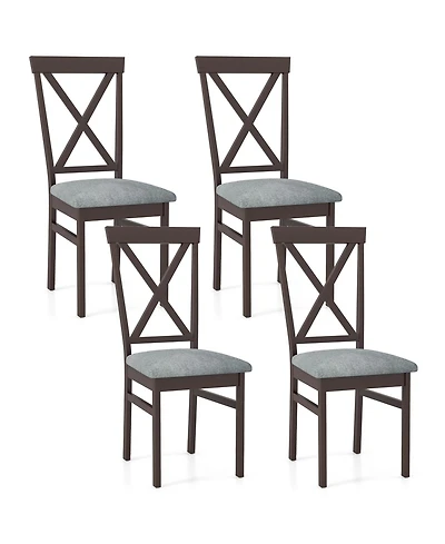 Gymax Modern Dining Chairs Set of with Rubber Wood Frame Hollowed Backrest for Kitchen