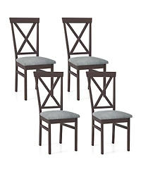 Gymax Modern Dining Chairs Set of with Rubber Wood Frame Hollowed Backrest for Kitchen