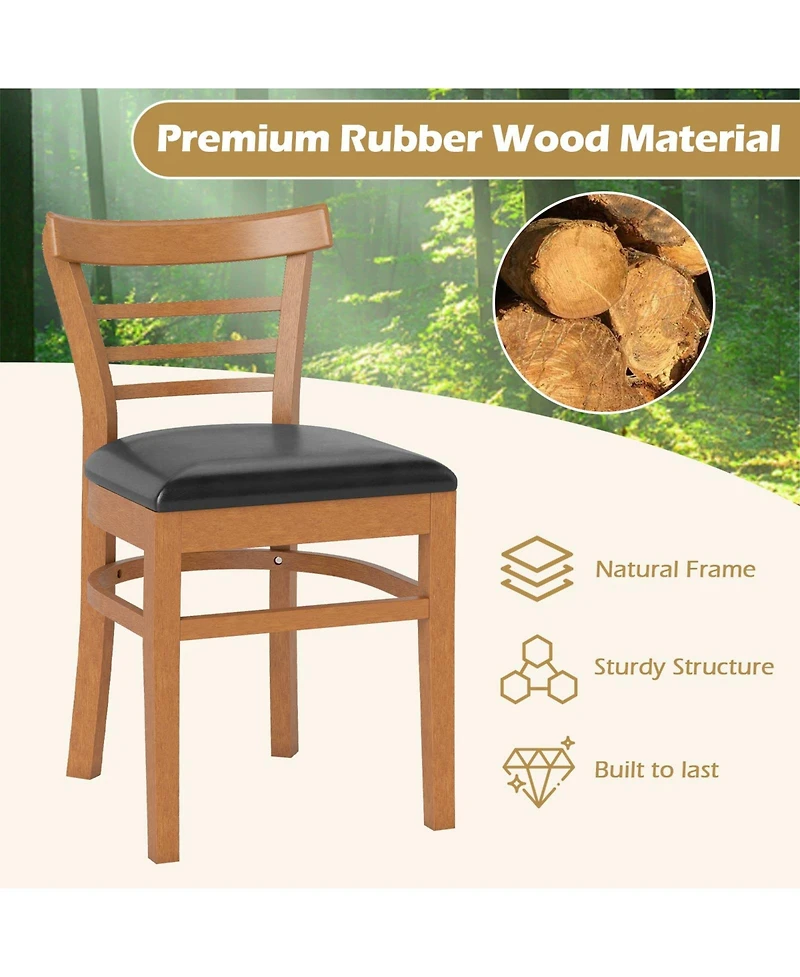 Gymax Modern Dining Chair Set of 2 Upholstered Kitchen Chair with Rubber Wood Legs
