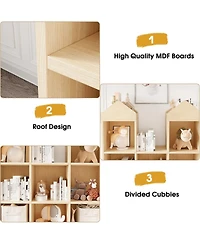 gaomon Toy Storage Organizer 8-Cubby Kids Bookshelf White Bookcase Toddlers Playhouse Cabinet Shelf for Boys Girls Wooden Cubby Storage Toy Shelf