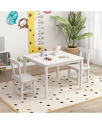 Sugift Wooden Kids Table and 2 Chairs Set with Anti-slip Foot Pads