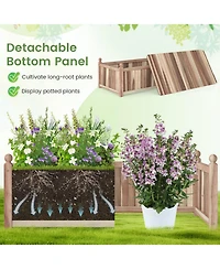 Gouun Acacia Wood Planter Box with Detachable Bottom Panel