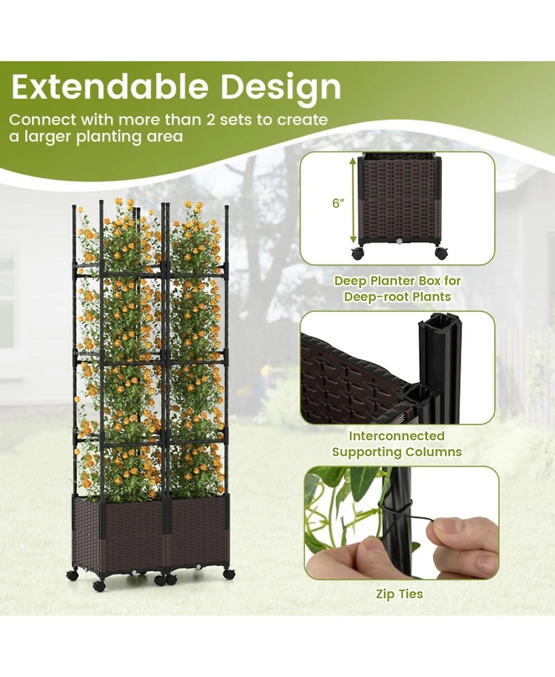 Gouun 87-Inch Tall Raised Planter with Trellis and Self-Watering System
