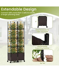 Gouun 87-Inch Tall Raised Planter with Trellis and Self-Watering System