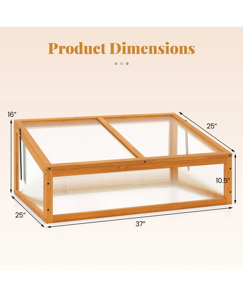 Gouun Fir Wood Cold Frame Greenhouse with Transparent Flip-Top Roof