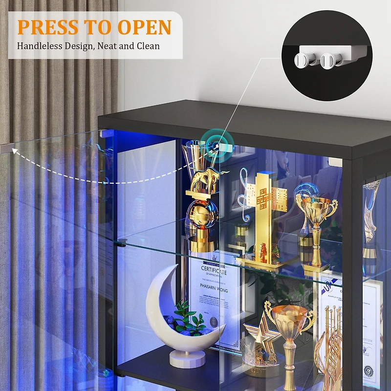 Vlsrka 67" Tall Display Cabinet with Glass Doors and 2 Drawers