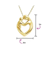 Bling Jewelry Family Parent New Mother Mom Loving Son Child Daughter Heart Shaped Pendant Necklace For Women Rose Gold Plated Sterling Silver