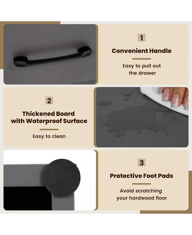 Sugift 48 Inch Tall 4 Tiers Wood Bookcase with Drawer