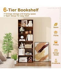 Sugift 6-Tier Bookcase with Open Shelves and Anti Toppling Kit