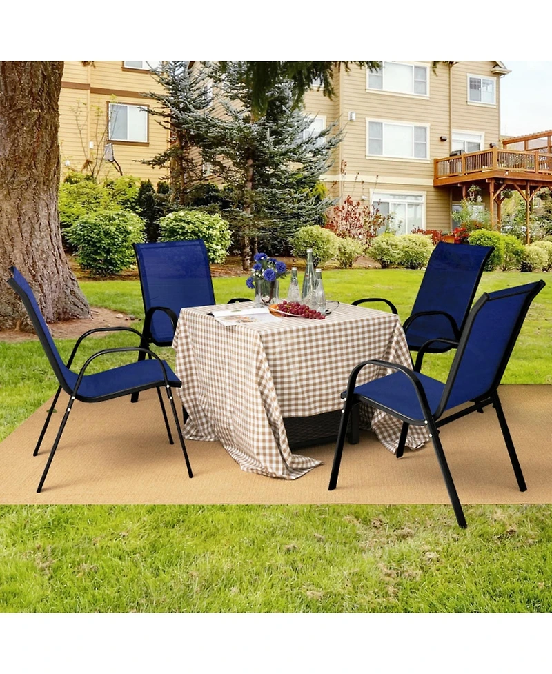 Gouun Stackable Patio Dining Chairs Set of 2 with Armrests and Steel Frame