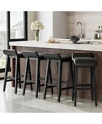 gaomon Counter Height Bar Stools Set of 4, Wood Frame Pu Leather Seat for Kitchen Island