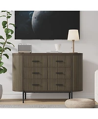 gaomon 47" Wide Mid Century Fluted 6 Drawer Dresser for Bedroom, Wood Chest of Drawers Tv Stand.