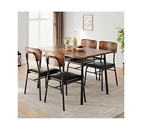 gaomon 5-Piece Compact Dining Set for 4 with Storage, Wooden Tabletop, Metal Frame and Upholstered Chairs