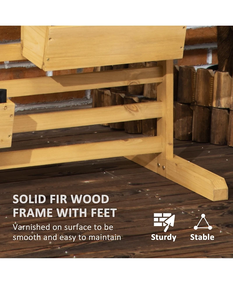 Outsunny Plant Sd with 5 Hanging Planter Boxes Slatted Trellis, Natural