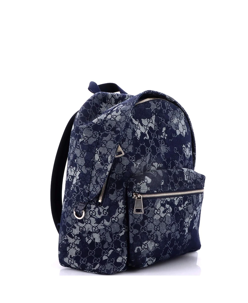 Pre-Owned Gucci Zip Front Pocket Backpack Camouflage Gg Denim