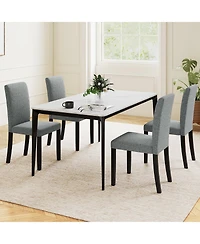 Gymax Dining Chair Set of 4 Mid-Century Modern Fabric Upholstered Parson Chairs