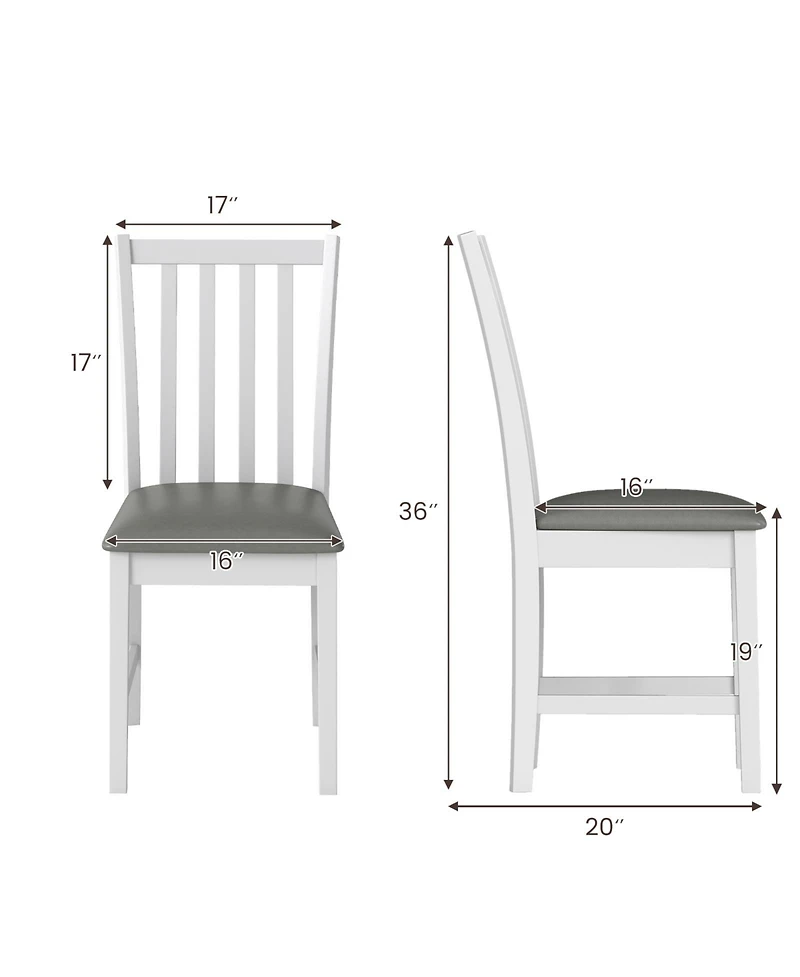 Gymax Wooden Dining Chair Set of 4 with Rubber Wood Frame and Padded Seat and Curved Back
